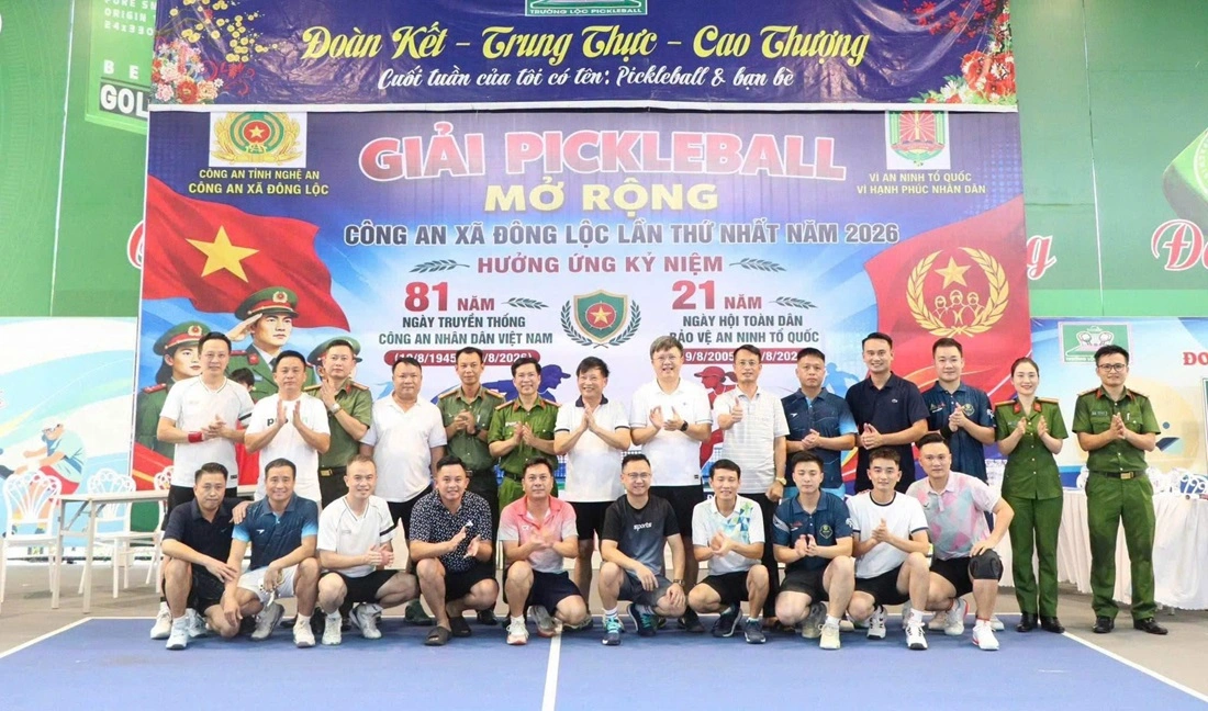 Công an xã Đông Lộc tổ chức giải Pickleball mở rộng năm 2026