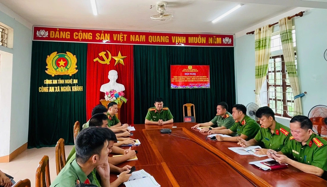 Công an xã Nghĩa Khánh tổ chức Hội nghị triển khai kế hoạch đảm bảo ANTT Giải bóng chuyền Công – Nông – Binh