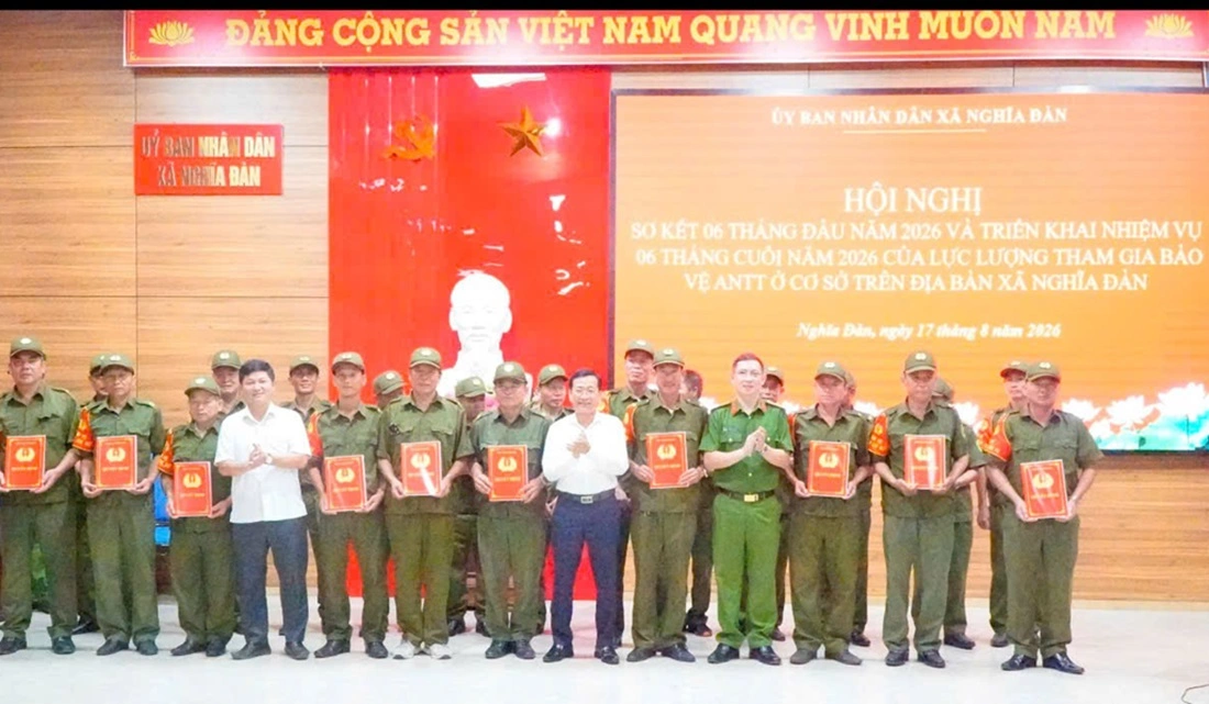 Công an xã Nghĩa Đàn tổ chức Hội nghị sơ kết 06 tháng đầu năm của lực lượng tham gia bảo vệ an ninh, trật tự ở cơ sở