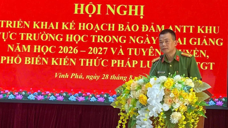 Công an phường Vinh Phú triển khai phương án bảo đảm ANTT Lễ khai giảng năm học 2026 - 2027