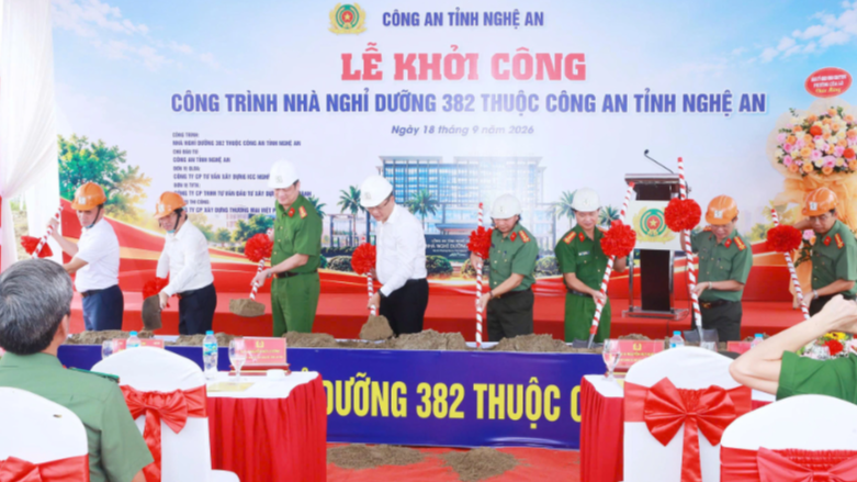 Khởi công xây dựng công trình Nhà nghỉ dưỡng 382 thuộc Công an tỉnh Nghệ An
