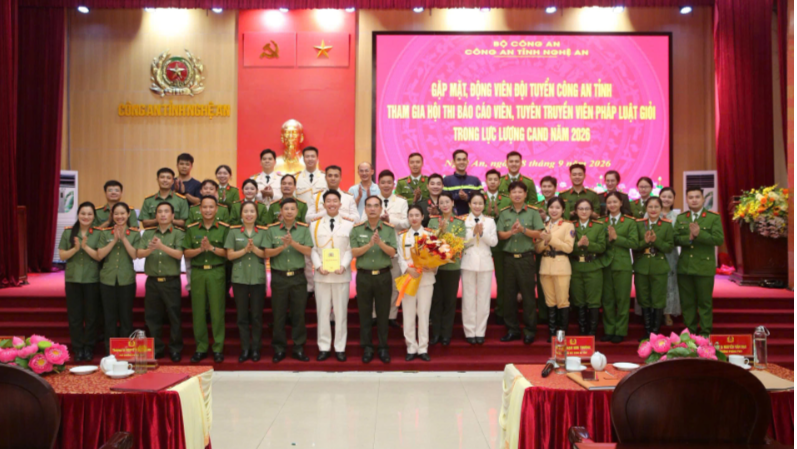 Gặp mặt, động viên đội tuyển Công an tỉnh tham gia Hội thi báo cáo viên