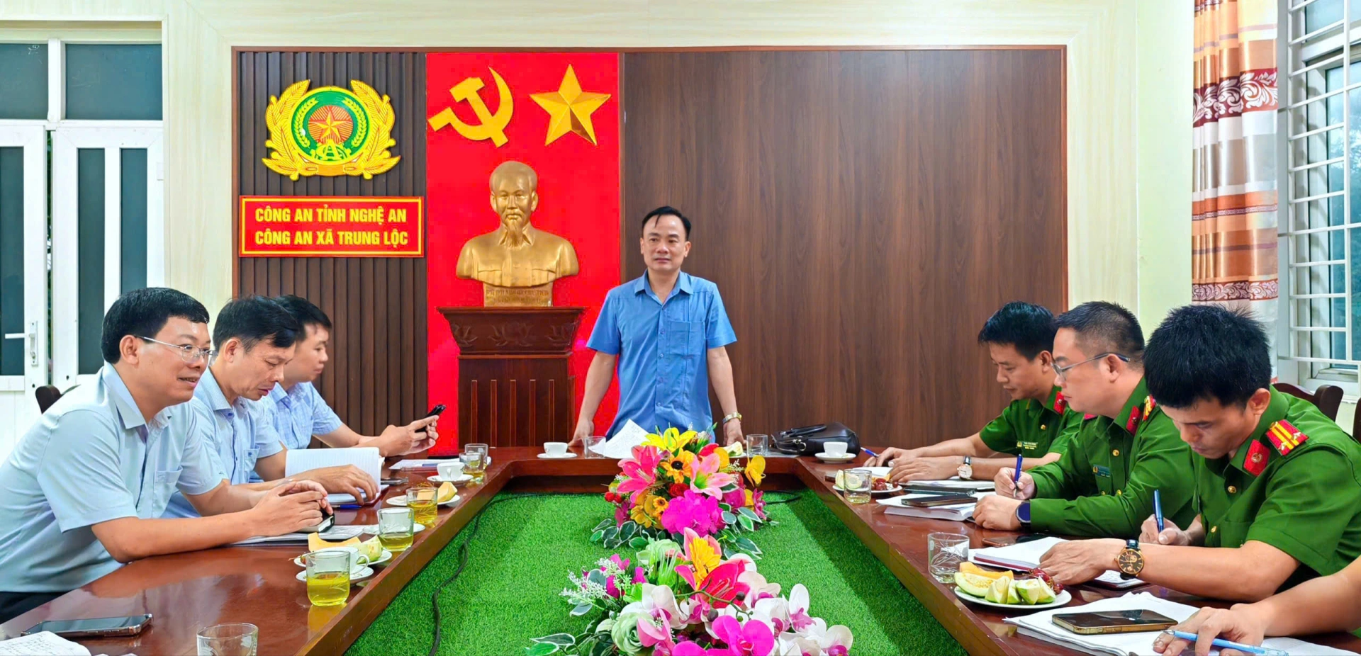 Công an xã Trung Lộc đánh giá tình hình, kết quả thực hiện nhiệm vụ công tác 09 tháng đầu năm