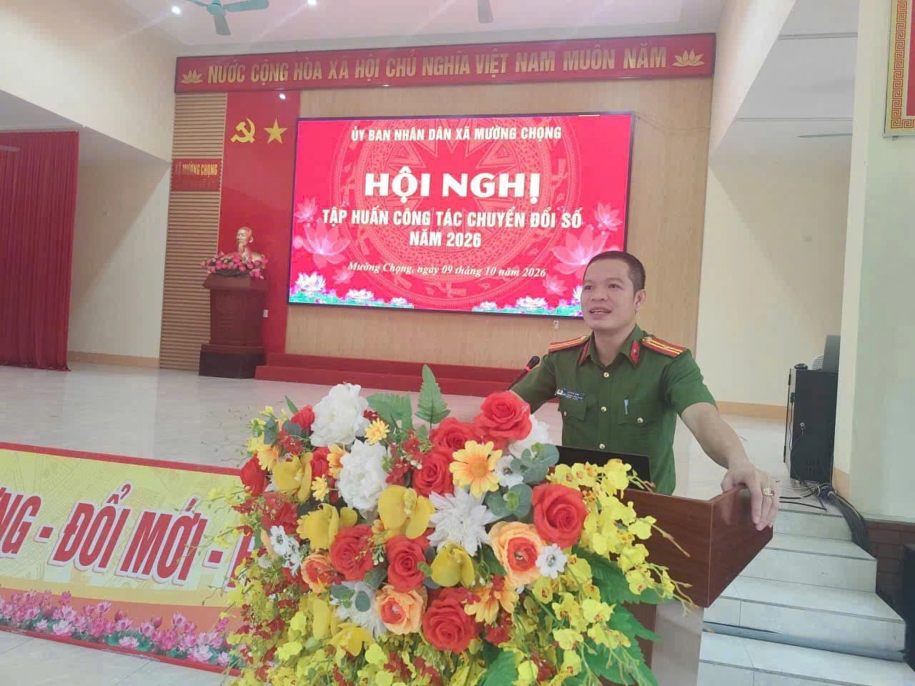 Công an xã Mường Chọng hưởng ứng Ngày chuyển đổi số quốc gia năm 2026