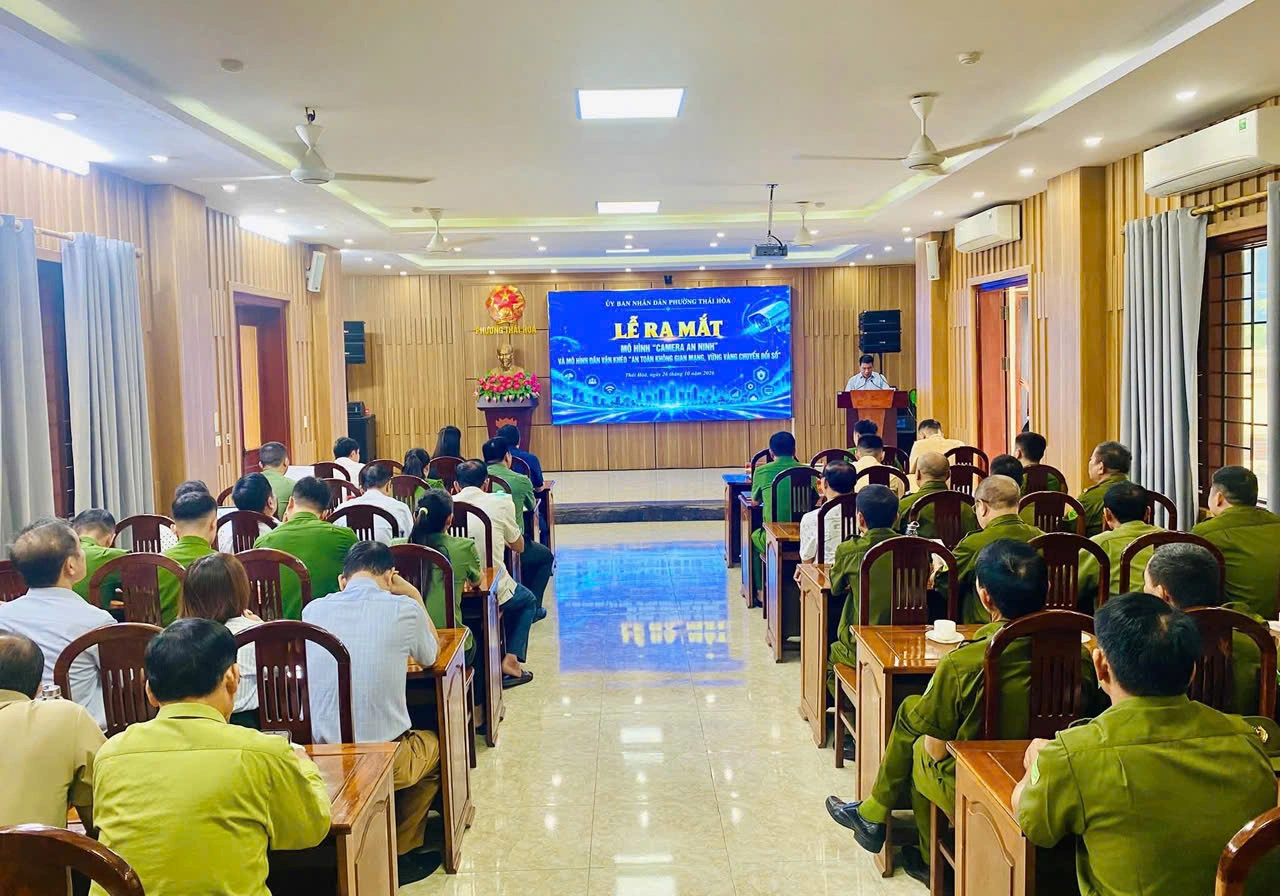 Phường Thái Hòa ra mắt mô hình “Camera an ninh” và mô hình “An toàn không gian mạng, vững  vàng chuyển đổi số”