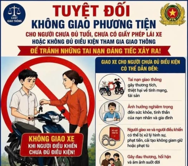 Cảnh báo việc giao xe cho con em chưa đủ tuổi
