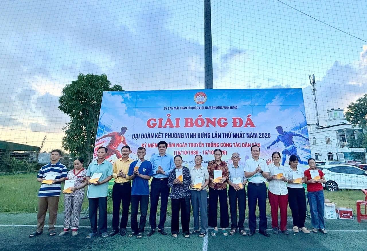 Phường Vinh Hưng tổ chức Giải bóng đá Đại đoàn kết lần thứ nhất năm 2026