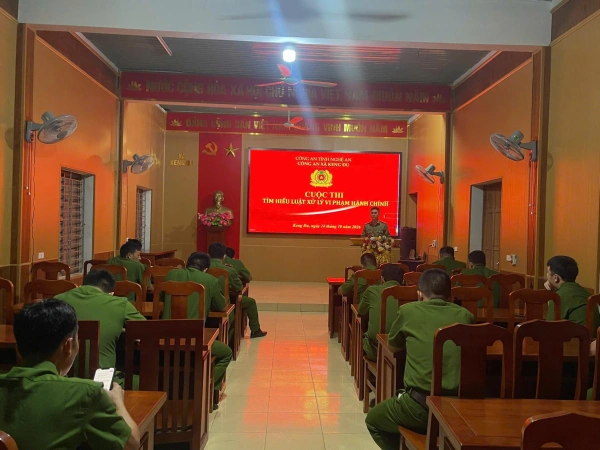 Công an xã Keng Đu tổ chức cuộc thi tìm hiểu Luật Xử lý vi phạm hành chính