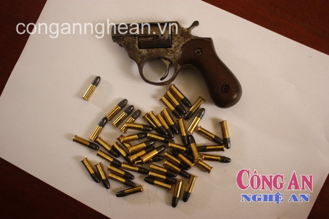 Tang vật là khẩu súng và đạn thu trong người Sơn