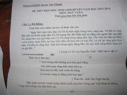 'Choáng' với đề thi học sinh giỏi huyện