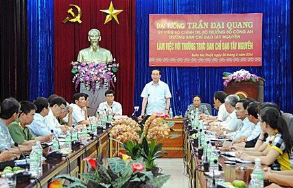 Đại tướng Trần Đại Quang làm việc với BCĐ Tây Nguyên