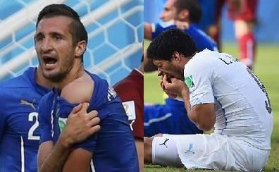 Suarez và dấu răng trên vai hậu vệ Italia