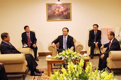 Bộ trưởng Trần Đại Quang tiếp Đoàn đại biểu cấp cao Bộ Nội vụ Vương quốc Campuchia và Bộ An ninh Cộng hòa DCND Lào