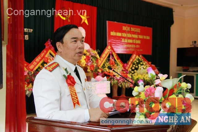 Đại tá Nguyễn Viết Hoàn, Giám thị trại giam số 6 phát biểu tại Hội nghị