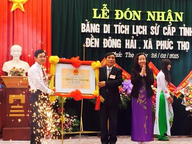 Đền Đông Hải đón Bằng công nhận Di tích lịch sử cấp tỉnh