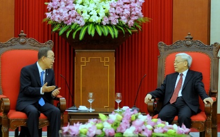 Tổng Bí thư tiếp Tổng Thư ký Liên Hợp Quốc