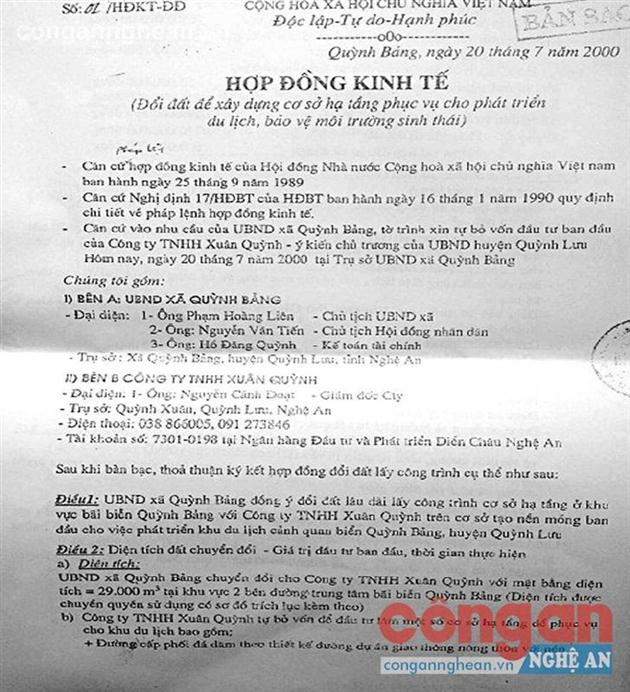 Hợp đồng kinh tế “đổi đất lấy công trình” được ký kết năm 2000