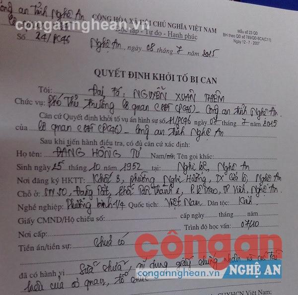 Về vụ làm hồ sơ thương binh giả tại thành phố Vinh