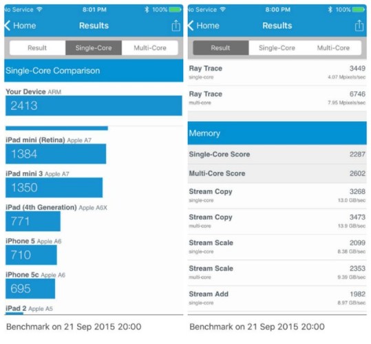 Điểm Geekbench 3 của iPhone 6s