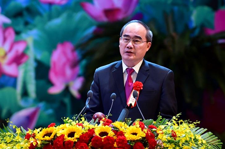 Chủ tịch Ủy ban Trung ương MTTQ Việt Nam Nguyễn Thiện Nhân phát biểu tại Đại hội - Ảnh: VGP/Nhật Bắc