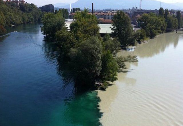 Dòng nước hai màu ở Geneva, Thụy Sĩ
