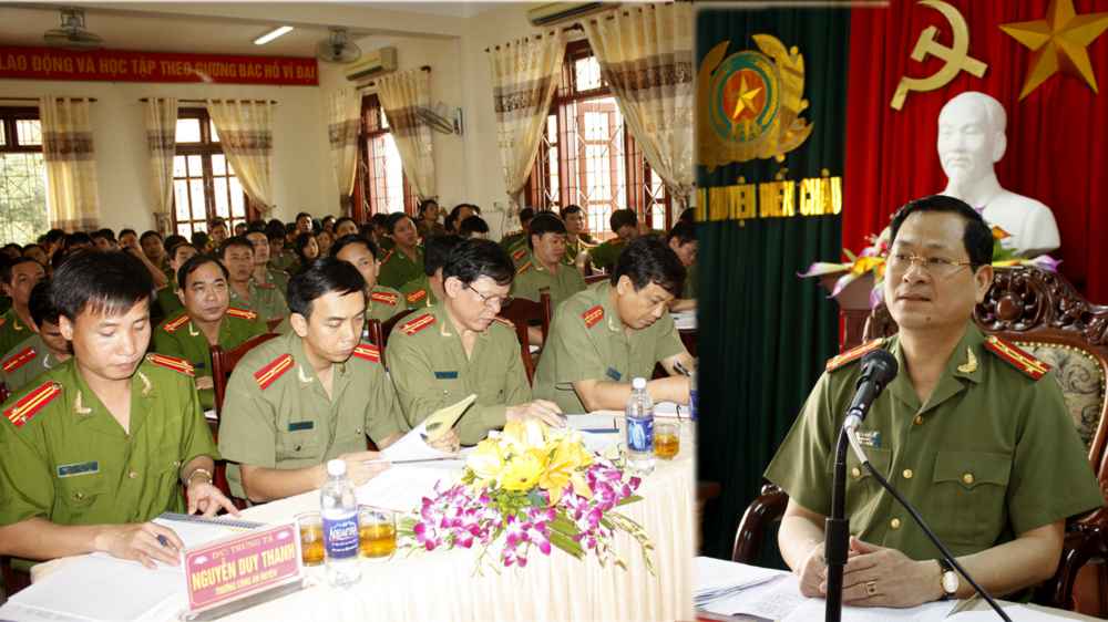 Giám đốc Công an tỉnh làm việc với CA huyện Diễn Châu