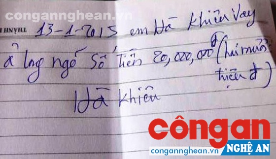  Giấy vay tiền của Trần Thị Hà