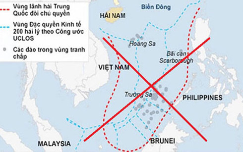 Yêu sách đường lưỡi bò phi lý của Trung Quốc đòi chiếm gần như toàn bộ diện tích Biển Đông.