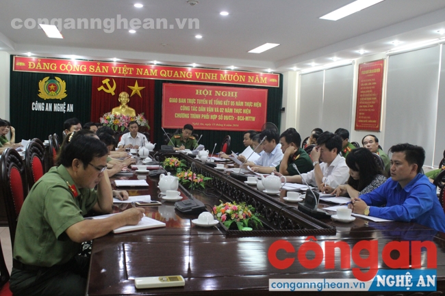 Toàn cảnh Hội nghị giao ban trực tuyến tại điểm cầu Công an Nghệ An
