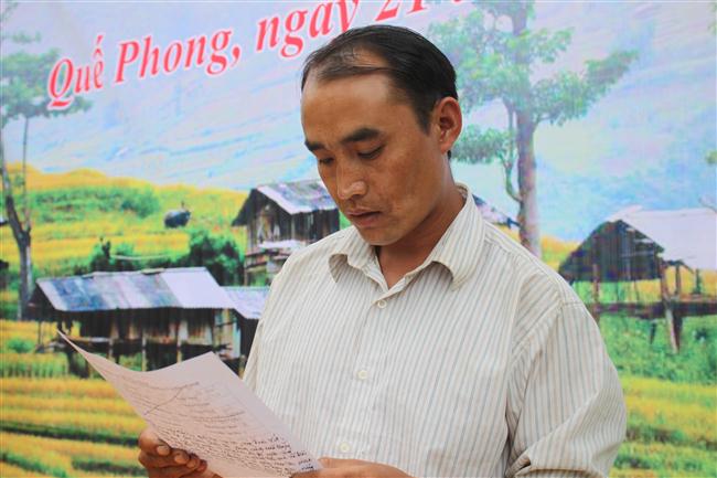 Đại diện gia đình đồng chí Lỳ Bá Hờ phát biểu cảm ơn