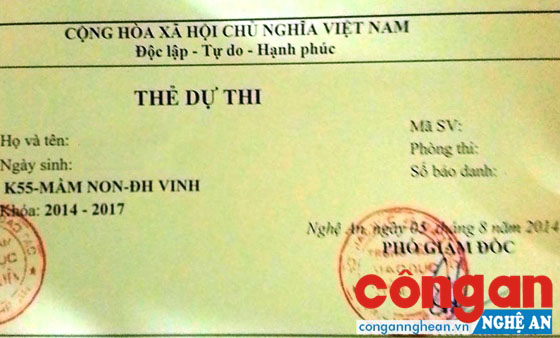 Thẻ dự thi tuyển sinh đầu vào nhưng lại được dùng trong quản lý, thi cử của học viên trong 3 năm đào tạo