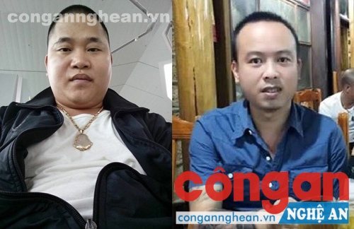 Đối tượng Đặng Văn Đại (áo đen) và Trần Hùng Dũng (áo xanh)