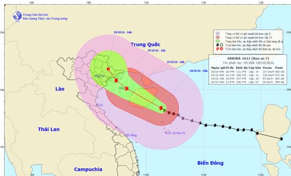Cơn bão số 7 di chuyển nhanh theo hướng Tây Tây Bắc