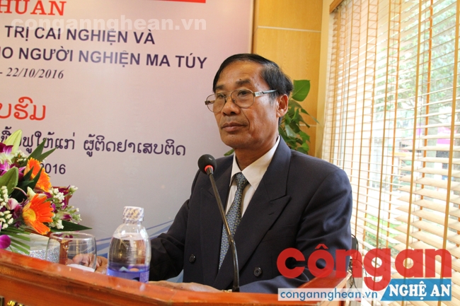 Đồng chí Lê Văn Khánh - Phó cục trưởng Cục phòng chống tệ nạn xã hội - Bộ lao động thương binh xã hội phát biểu khai mạc