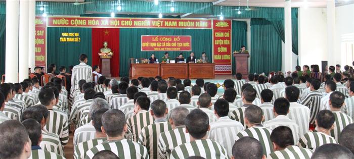 Toàn cảnh buổi lễ Đặc xá tại Trại giam số 3.
