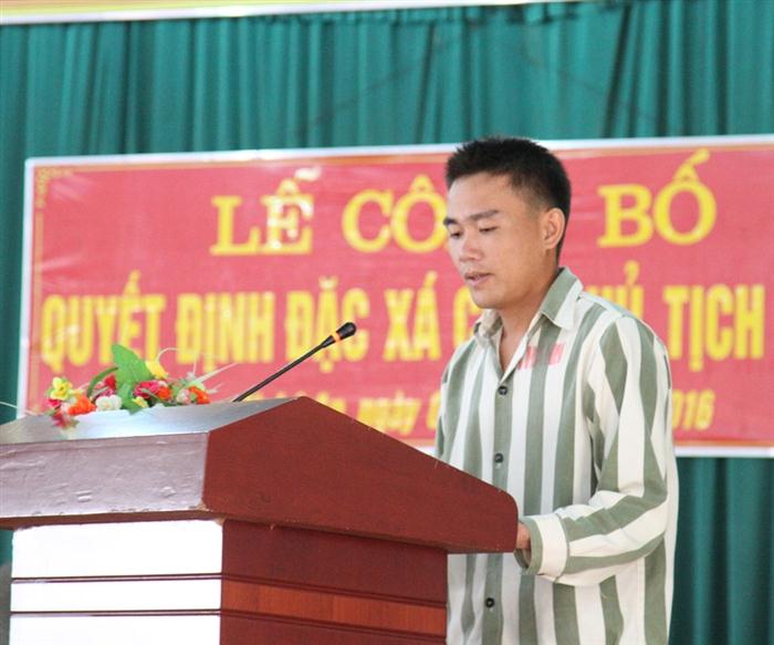 Đại diện phạm nhân được đặc xá phát biểu cảm tưởng