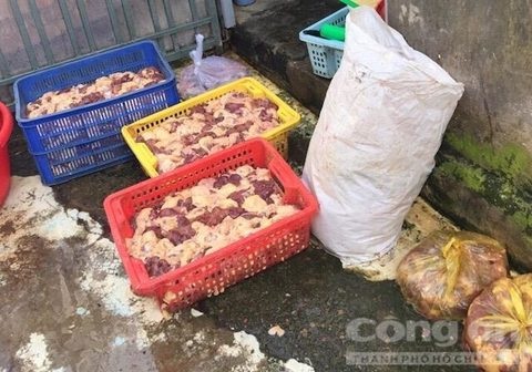Số gà tẩm hàn the bị phát hiện. Nơi chế biến gà không đảm bảo vệ sinh