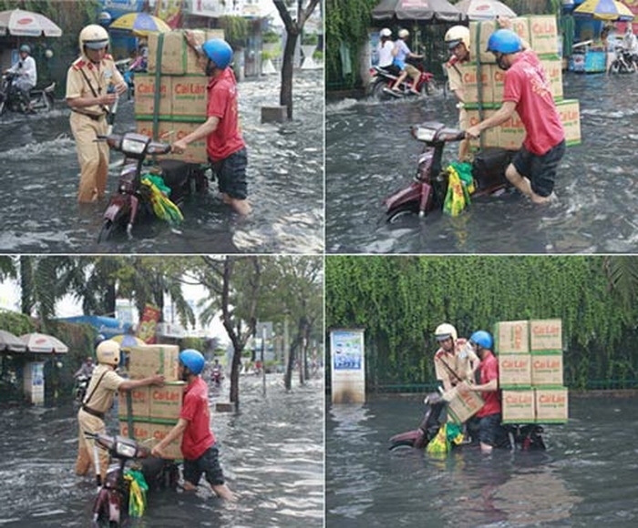 Đây là một hành động đẹp thể hiện hình ảnh thân thiện của CSGT trong mắt người dân
