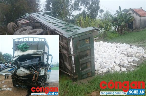 2 ô tô tải đối đầu, 1 người kẹt trong ca bin