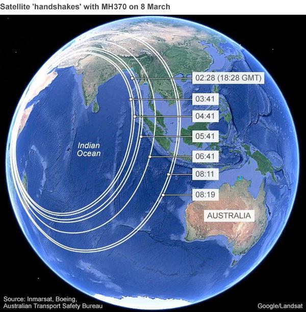 Vị trí khoanh vùng được cho là nơi chiếc MH-370 có thể đã rơi.