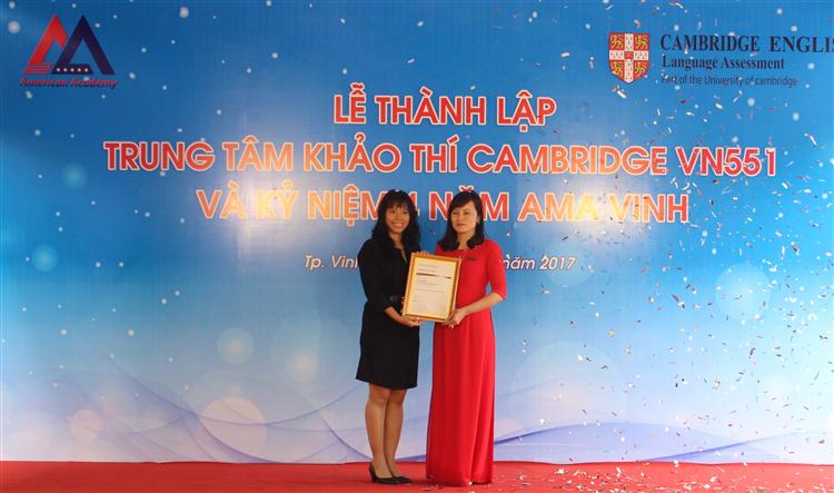 Thành lập Trung tâm khảo thí Cambritge VN551 và kỷ niệm 4 năm ngày thành lập AMA Vinh