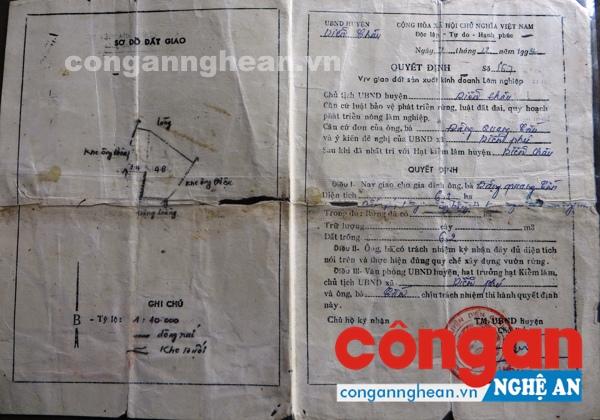 Sổ lâm bạ số 167 được cấp cho ông Cần ngày 7/12/1994