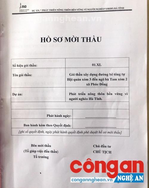 Bộ hồ sơ mời thầu không có chữ ký pháp lý của chủ đầu tư
