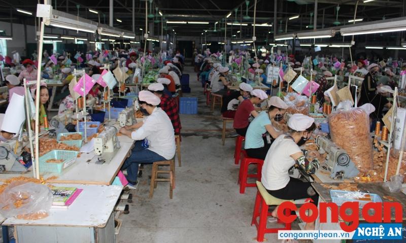 Thời gian qua, các đơn vị, doanh nghiệp trong tỉnh đã tích cực sản xuất, đẩy mạnh kinh doanh (Trong ảnh: Công nhân Công ty Matrix Vinh trong giờ làm việc)