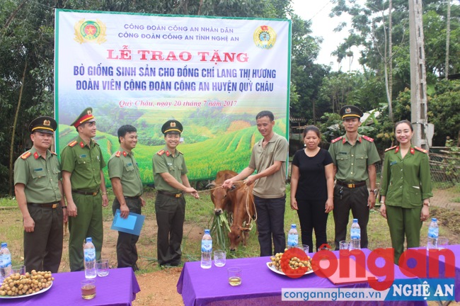 Tặng bò cho đoàn viên công đoàn có hoàn cảnh khó khăn