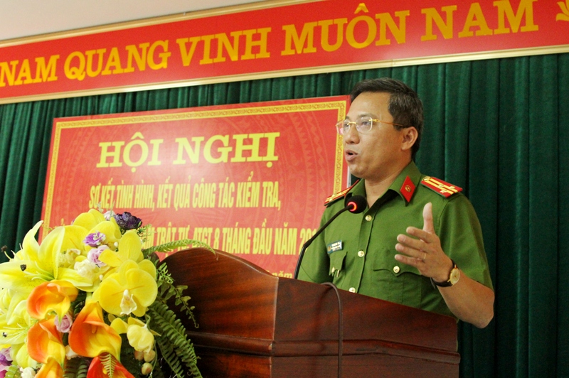 Đại diện Công an các đơn vị, địa phương phát biểu tại Hội nghị.