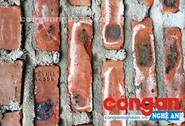 Gạch xây nhà của bà Thanh có hiện tượng thoát muối do nghi nhiễm mặn