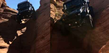 Rụng tim với màn xe jeep xuống dốc thẳng đứng