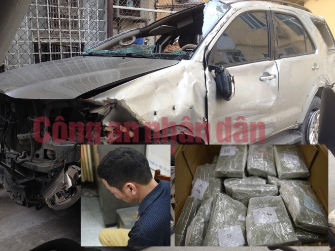 Đối tượng và tang vật vụ vận chuyển 100 bánh heroin