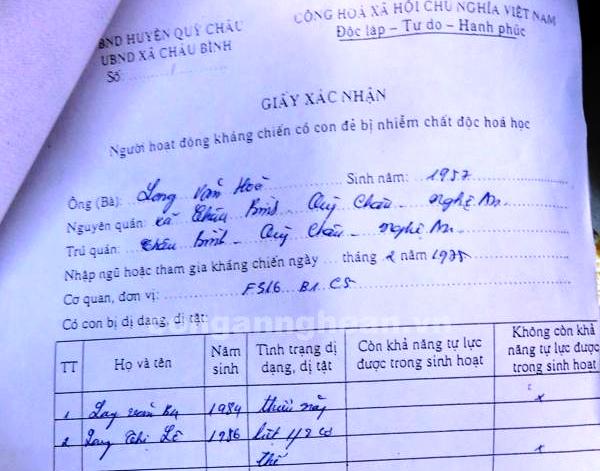 Bất thường hồ sơ hưởng chế độ chất độc màu da cam